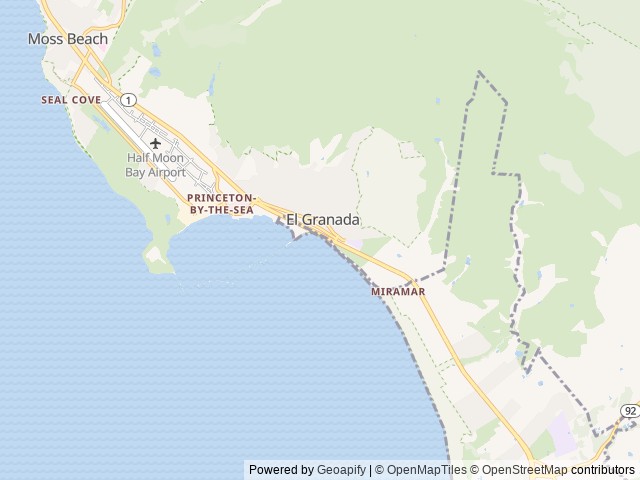 Map of Pillar Point RV Park location at Half Moon Bay, CA, United States