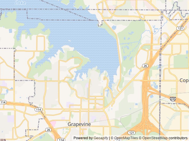 Map of The Vineyards Campground and Cabins location at Grapevine, TX, United States