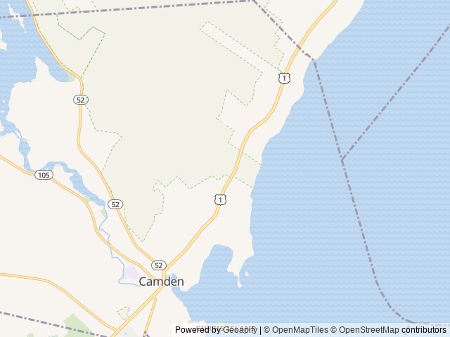 Map of Camden Hills State Park location at Camden, ME, United States