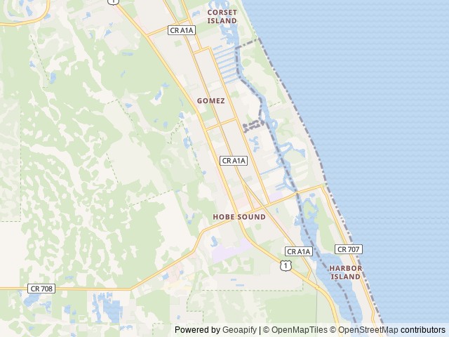 Map of Floridays RV Park location at Hobe Sound, FL, United States