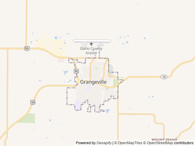Map of Sundown RV Park location at Grangeville, ID, United States