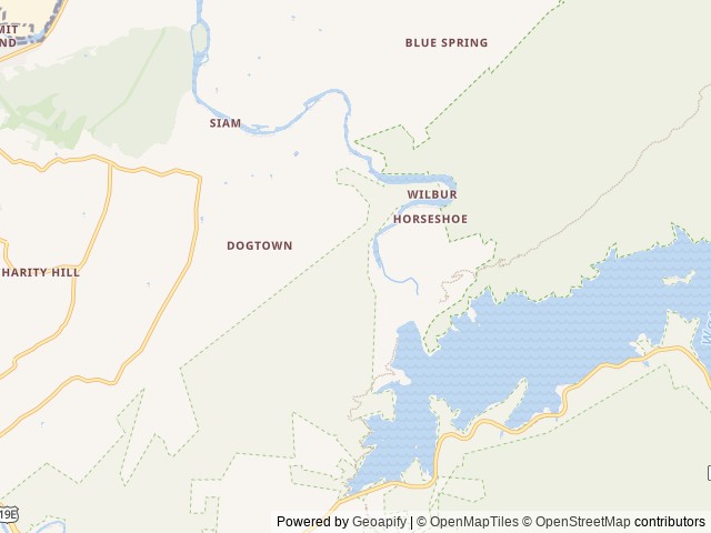 Map of Watauga Dam Campground location at Elizabethton, TN, United States
