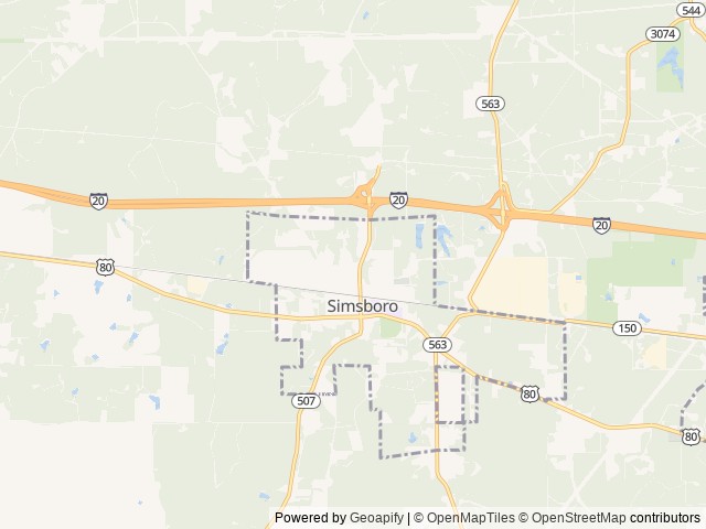 Map of Antique Village RV Park location at Grambling, LA, United States
