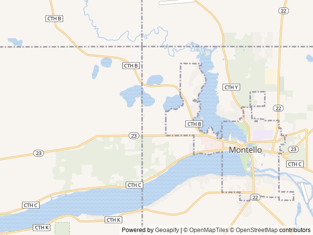 Map of Kilby Lake Campground location at Montello, WI, United States