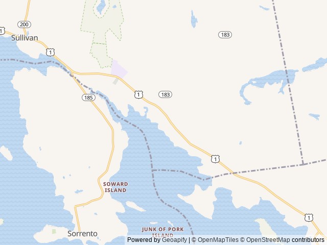 Map of Acadia Seashore Camping and Cabins location at Searsport, ME, United States