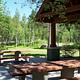 Picture of group site picnic shelter and tables.