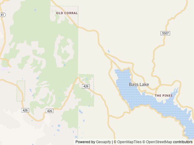Map of Crane Valley location at Bass Lake, CA, United States