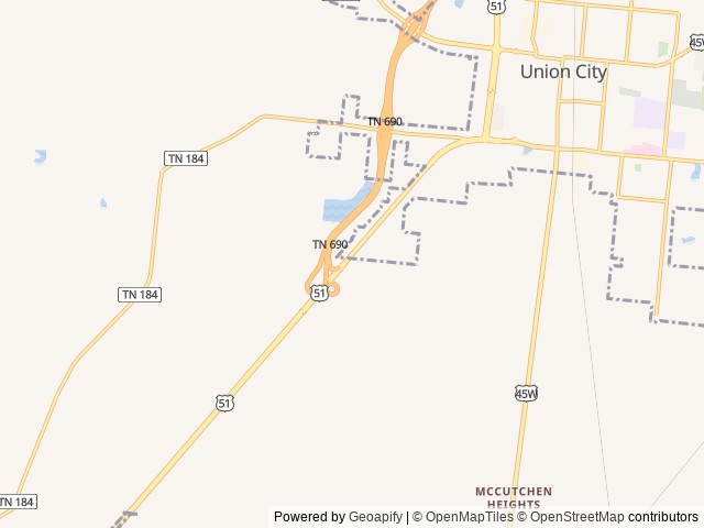 Map of Coyote View RV Park location at Union City, TN, United States