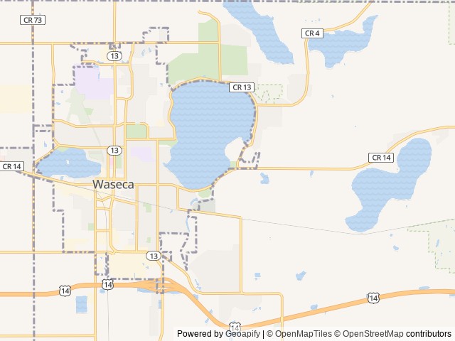 Map of Kiesler's Campground and RV Resort location at Waseca, MN, United States