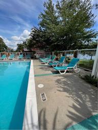 Swimming pool area with lounge chairs — depicts on-site amenities and guest recreation areas (from amenities page).