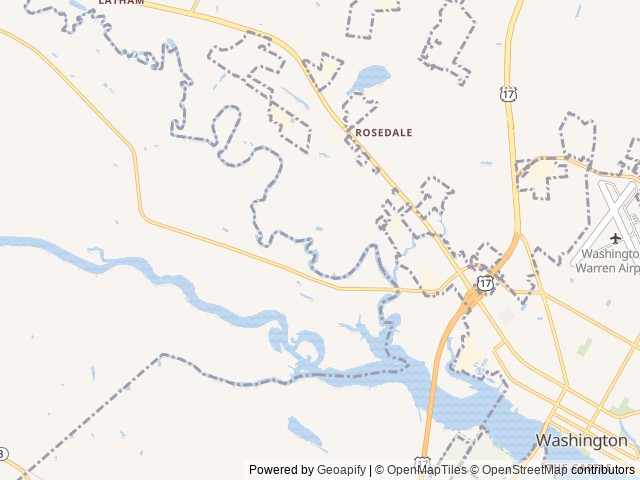 Map of Tranter’s Creek Resort & Campground location at Washington, NC, United States