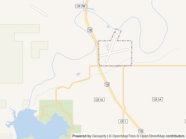 Map of Sandy Bottom Campground location at Hot Springs, SD, United States