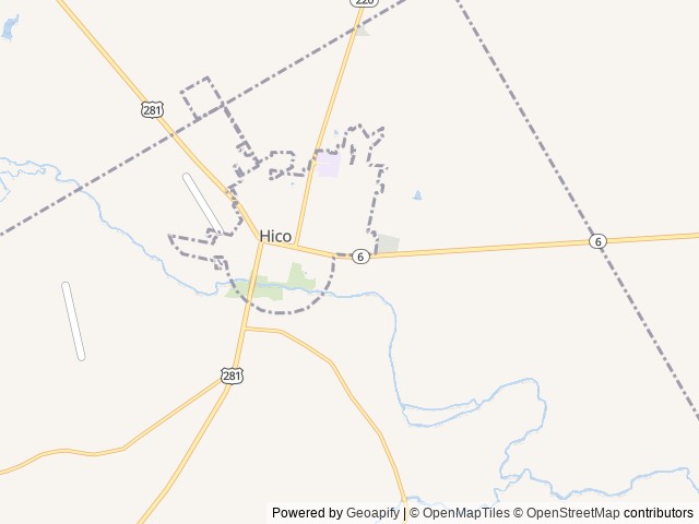 Map of Hico Ridge RV Park location at Hico, TX, United States