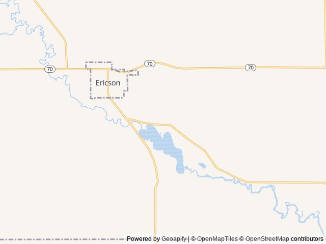Map of Lake Ericson Campground location at Ericson, NE, United States