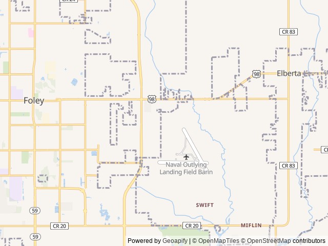 Map of Alabama Coast Campground location at Foley, AL, United States