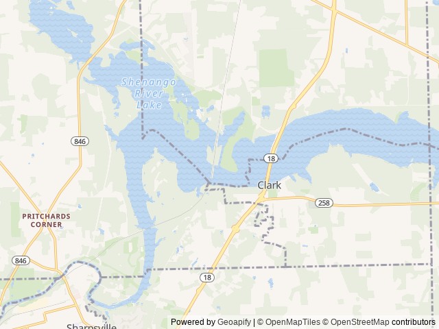 Map of Shenango Rec Area Campground location at Hermitage, PA, United States