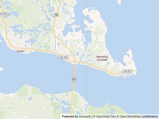 Map of The Oaks RV Resort and Motel location at Panacea, FL, United States