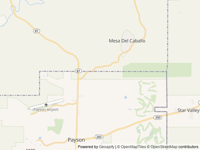 Map of Houston Mesa location at Payson, AZ, United States