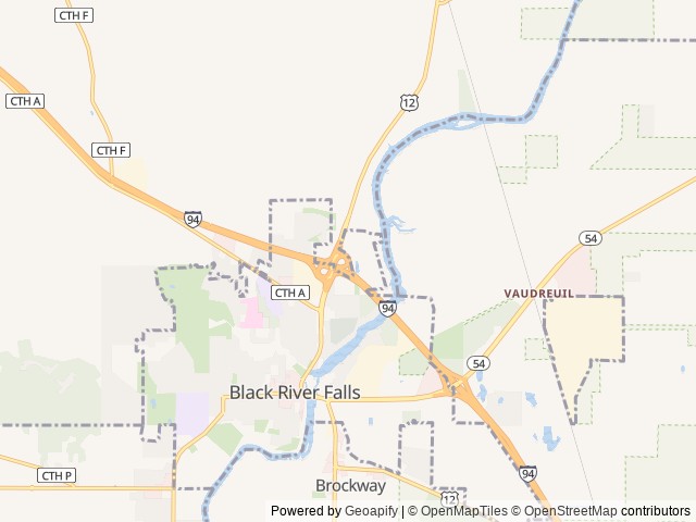 Map of McSweet's RV Resort, Inc location at Black River Falls, WI, United States