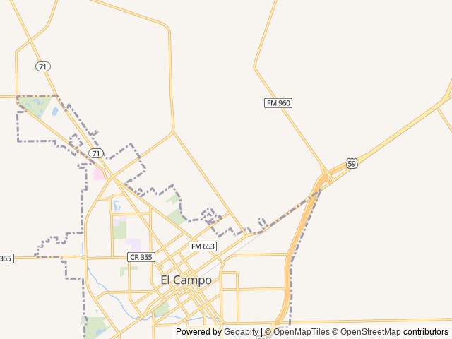 Map of El Campo Lost Lagoon location at El Campo, TX, United States