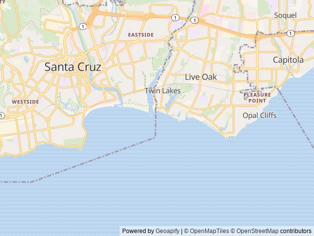 Map of Santa Cruz Harbor RV Park location at Santa Cruz, CA, United States