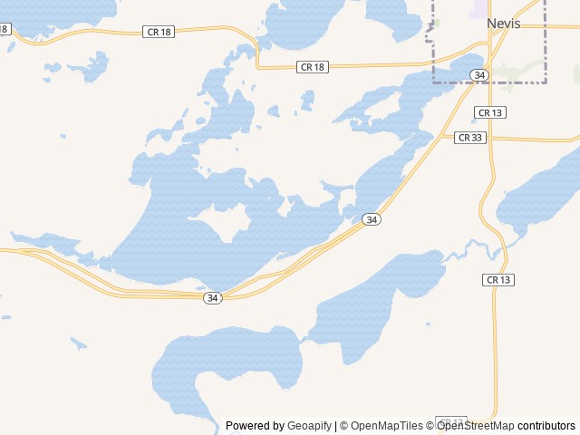 Map of Campers’ Paradise location at Nevis, MN, United States