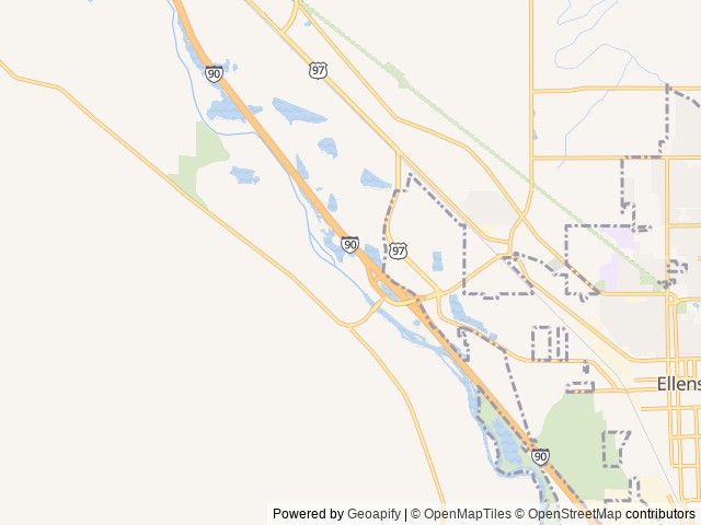 Map of Ellensburg KOA Journey location at Ellensburg, WA, United States