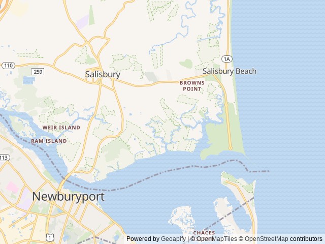 Map of Pines Camping Area location at Salisbury, MA, United States