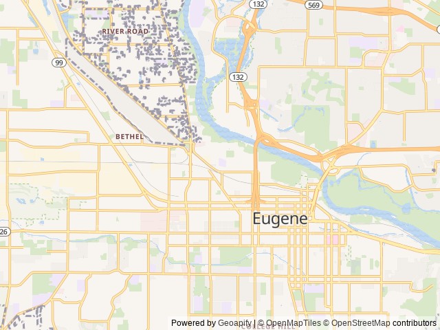 Map for Meet  "BETTY" CUSTOM 2012 Monaco Vesta 32 (DIESEL) near Eugene, OR