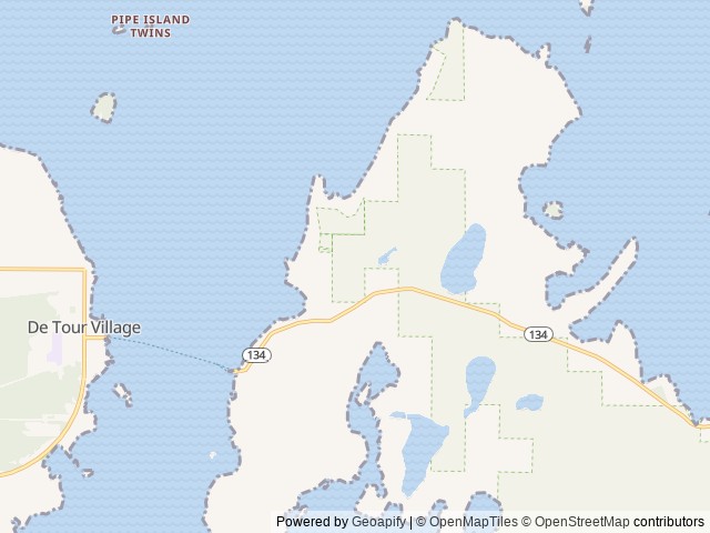 Map of Butter & Grahams - Bell Tent Glamping location at Drummond, MI, United States