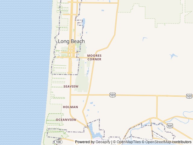 Map of Snow Peak Campfield location at Long Beach, WA, United States