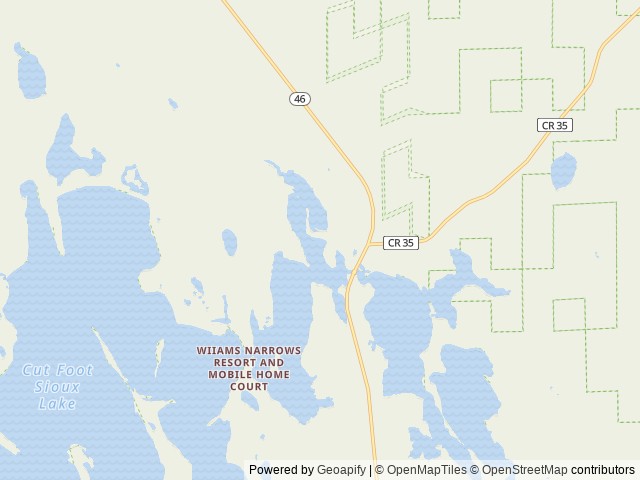 Map of Mosomo Point location at Deer River, MN, United States