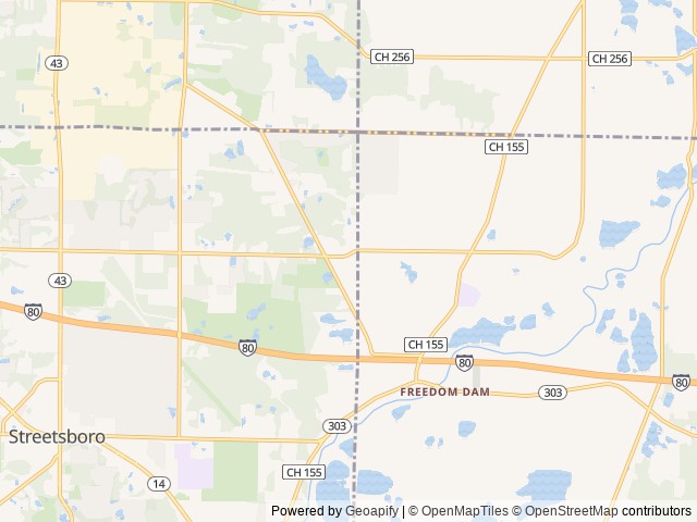 Map of Woodside Lake Park location at Seville, OH, United States