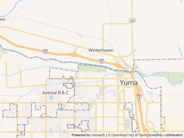 Map of Rivers Edge RV Resort location at Winterhaven, CA, United States