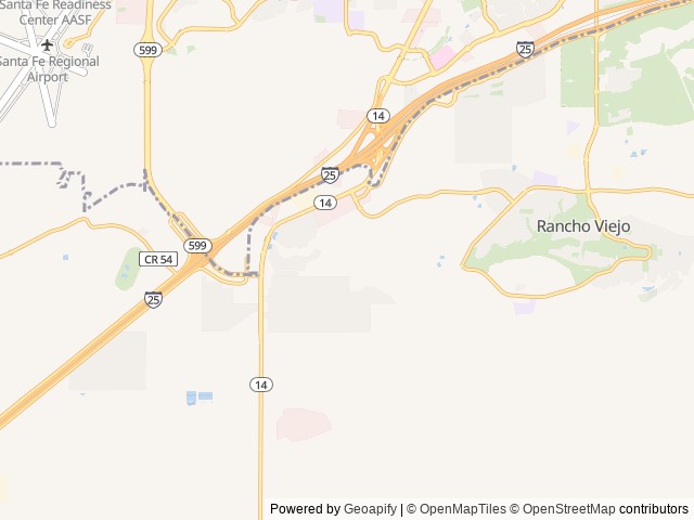 Map of Santa Fe Skies RV Park location at Santa Fe, NM, United States