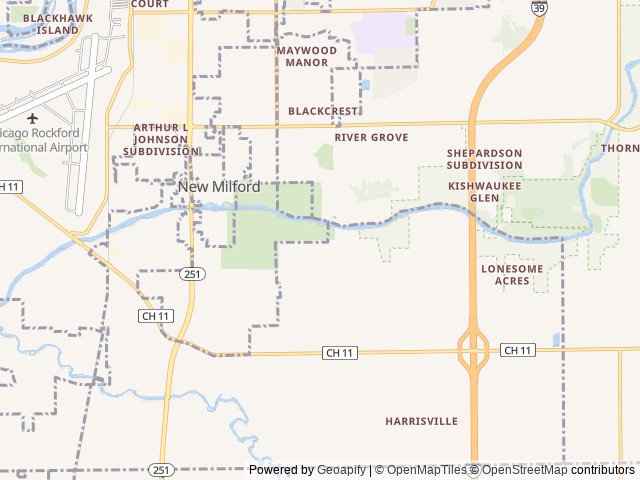 Map of Blackhawk Valley Campground location at Rockford, IL, United States