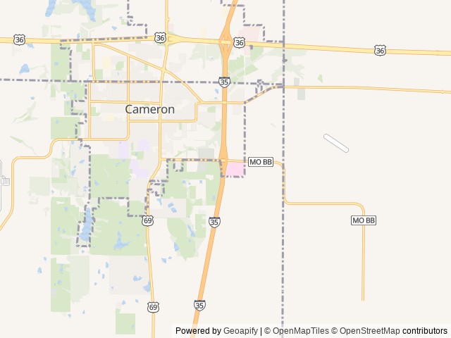 Map of Love's RV Hookup-Cameron MO 837 location at Cameron, MO, United States