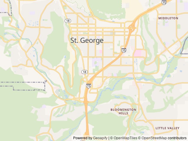 Map of McArthur's Temple View RV Resort location at St. George, UT, United States