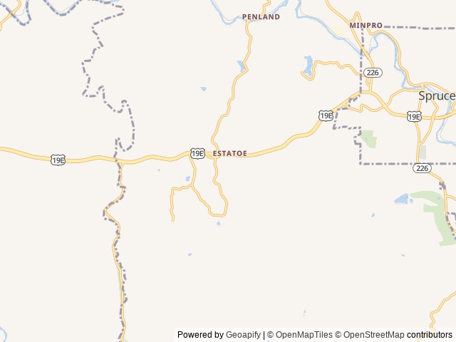 Map of Three Peaks RV Resort location at Spruce Pine, NC, United States