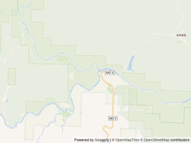 Map of Two Rivers location at Eminence, MO, United States