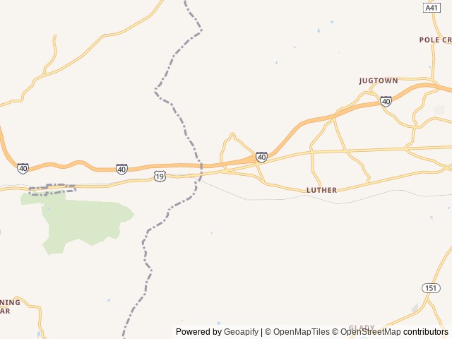 Map of Asheville West KOA Holiday location at Candler, NC, United States