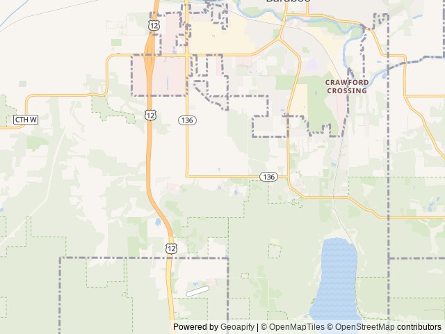 Map of Skillet Creek Campground location at Baraboo, WI, United States