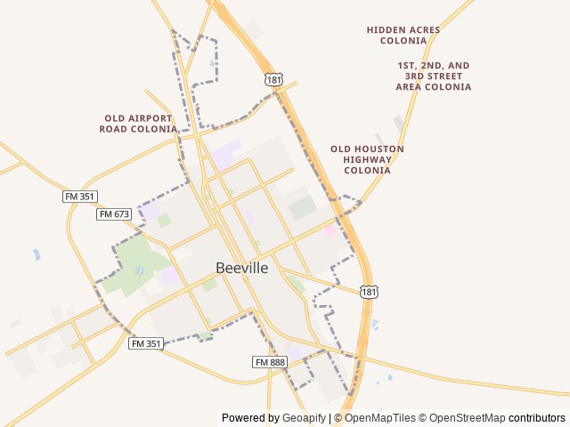 Map of Beeville RV Park location at Beeville, TX, United States