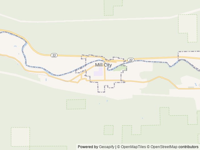 Map of Old Miners Meadow Group Use location at Mill City, OR, United States