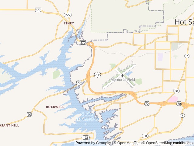 Map of Hot Rod Hill RV Park location at Hot Springs, AR, United States