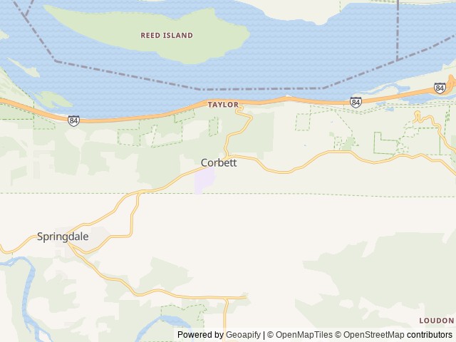 Map of Ainsworth State Park location at Corbett, OR, United States