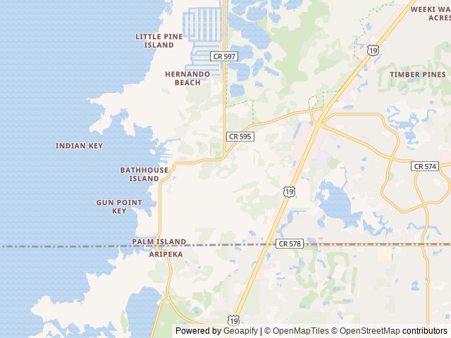 Map of Chief Aripeka Travel Park location at Spring Hill, FL, United States