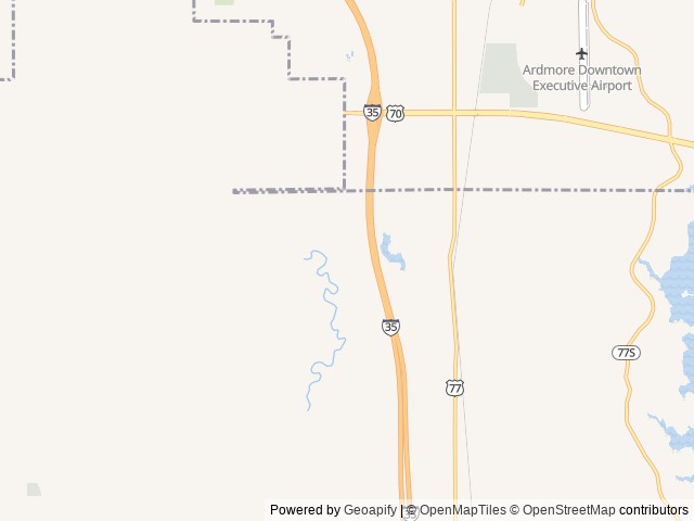 Map of Ardmore Lakes RV Resort location at Ardmore, OK, United States