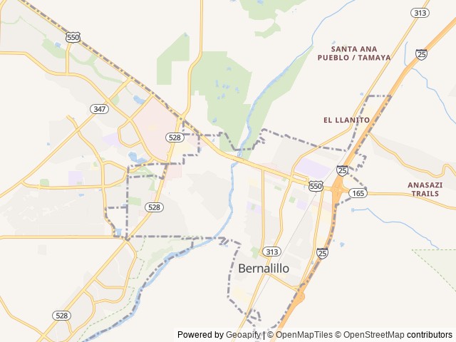 Map of Coronado Campground location at Bernalillo, NM, United States