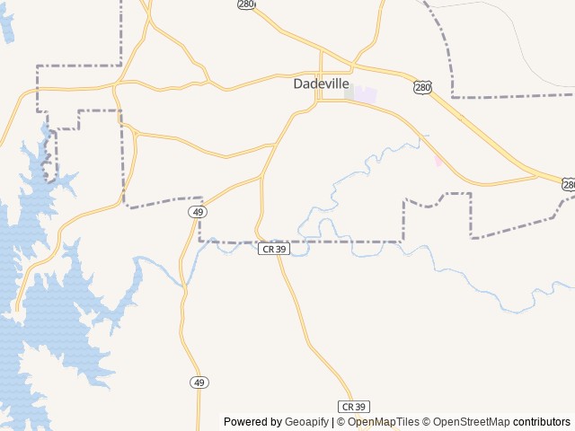 Map of The Destination location at Dadeville, AL, United States